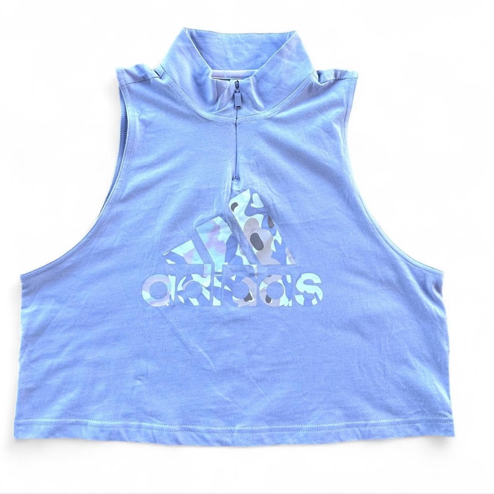 Adidas pastel lilac Crop Top front zipper Size L . NWT